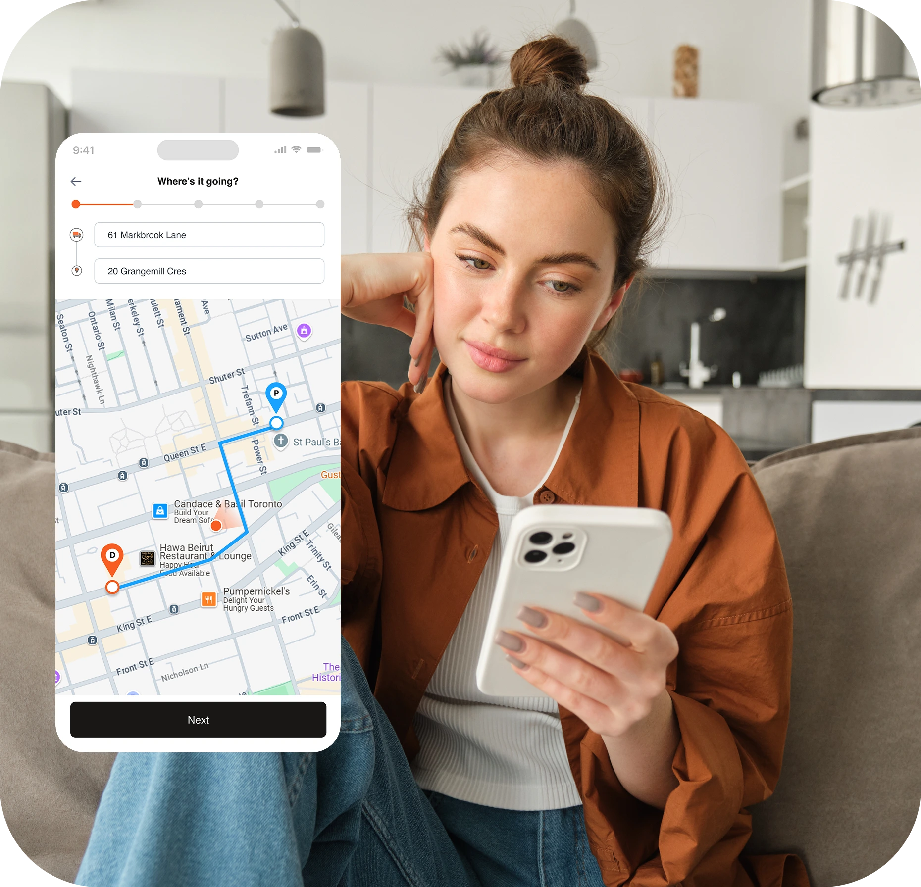 Woman using Zulu app